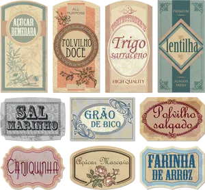 Vintage Food Labels Collection PNG Image