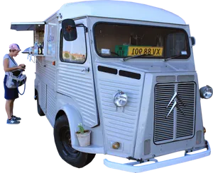 Vintage Food Truckwith Customer PNG Image