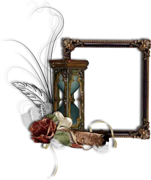 Vintage Frameand Hourglass Design PNG Image