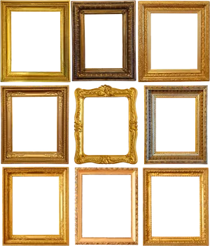 Vintage Golden Frames Collection PNG Image