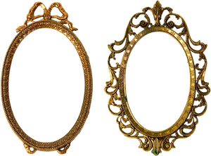 Vintage Golden Oval Frames PNG Image