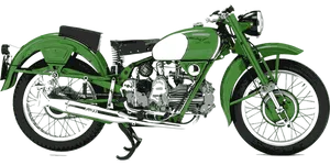 Vintage Green Motorcycle Illustration PNG Image