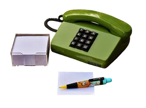 Vintage Green Telephone Office Supplies PNG Image