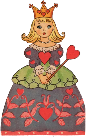 Vintage Heart Queen Illustration PNG Image