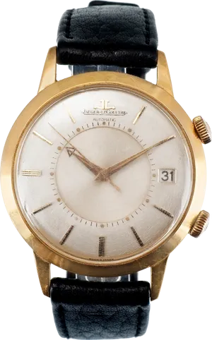 Vintage Jaeger Le Coultre Gold Watch PNG Image