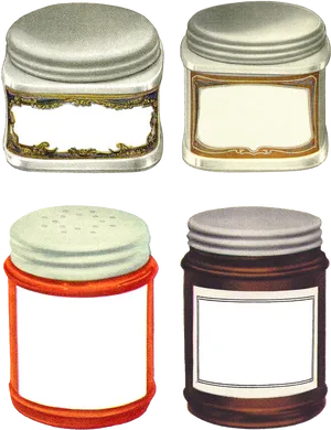 Vintage Label Jars Collection PNG Image