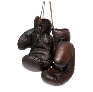 Vintage Leather Boxing Gloves Hanging PNG Image