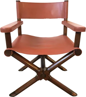 Vintage Leather Directors Chair Black Background PNG Image