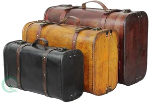 Vintage Leather Suitcases PNG Image