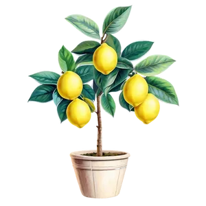 Vintage Lemon Tree Drawing Png Sjn92 PNG Image