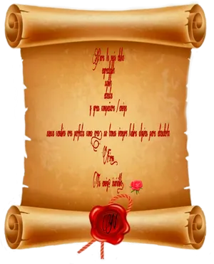 Vintage Love Letter Parchment Seal PNG Image