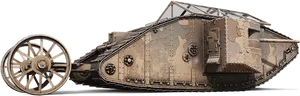 Vintage Military Tank Profile PNG Image