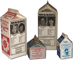 Vintage Missing Children Milk Cartons PNG Image