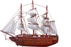 Vintage Model Sailboat Display PNG Image