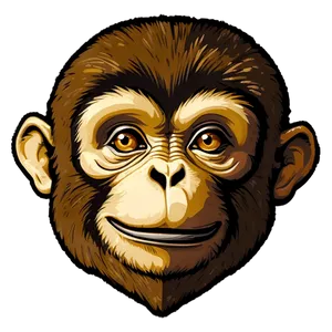 Vintage Monkey Face Art Png Deo PNG Image