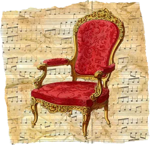 Vintage Musical Chair Illustration PNG Image