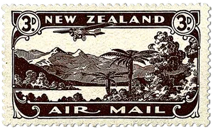 Vintage New Zealand Air Mail Stamp PNG Image