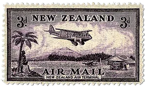 Vintage New Zealand Airmail Stamp PNG Image