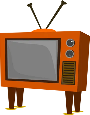 Vintage Orange T V Cartoon PNG Image