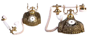 Vintage Ornate Telephone Set PNG