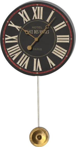 Vintage Pendulum Clock Face PNG Image