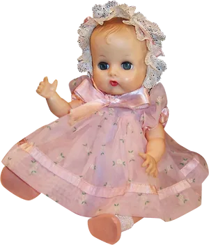 Vintage Pink Dress Doll PNG Image