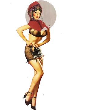 Vintage Pinup Girl Red Scarf PNG Image