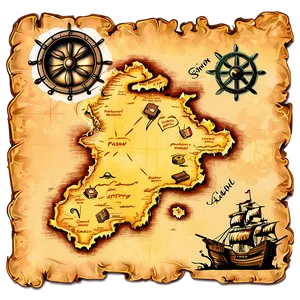 Vintage Pirate Treasure Map Png Euk PNG Image