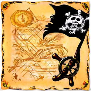 Vintage Pirate Treasure Map Png Nir84 PNG Image