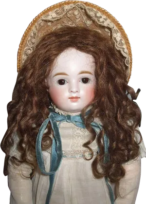 Vintage Porcelain Dollwith Bonnet PNG Image