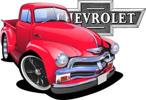 Vintage Red Chevrolet Truck Illustration PNG Image