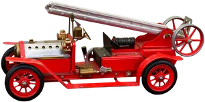 Vintage Red Fire Engine Toy PNG Image