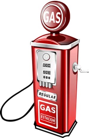 Vintage Red Gas Pump Illustration PNG Image