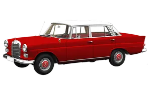 Vintage Red Mercedes Benz Side View PNG Image