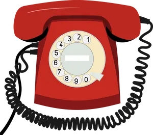 Vintage Red Rotary Phone PNG Image