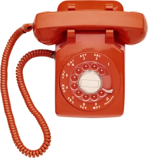 Vintage Red Rotary Phone.png PNG Image