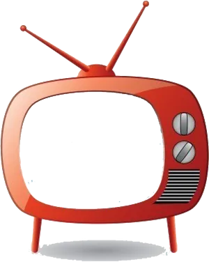 Vintage Red Television Set PNG Image