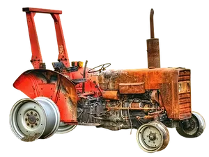 Vintage Red Tractor Isolatedon Black PNG Image