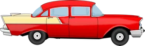 Vintage Redand Cream Classic Car Illustration PNG Image