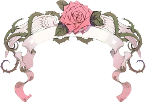 Vintage Rose Banner Graphic PNG Image