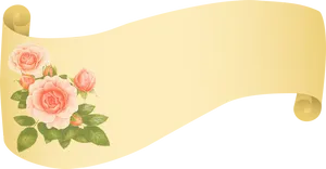 Vintage Rose Scroll Banner PNG Image