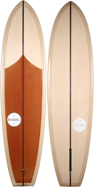 Vintage Russell Surfboards Display PNG Image