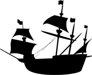 Vintage Sailing Ship Silhouette PNG Image