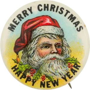 Vintage Santa Claus Christmas New Year Pin PNG Image