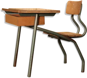 Vintage School Deskand Chair PNG Image