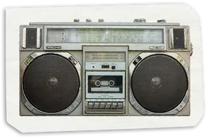 Vintage Silver Boombox PNG Image