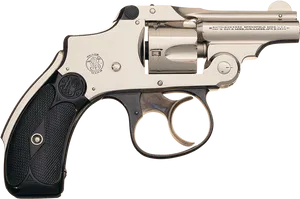 Vintage Silver Revolver PNG Image