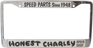 Vintage Speed Parts License Plate Frame PNG Image