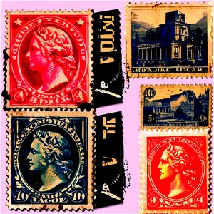 Vintage Stamp Collection Png Rki86 PNG Image