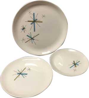 Vintage Starburst Dinnerware Set PNG Image